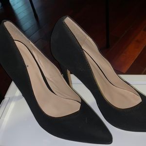 Black suede heels